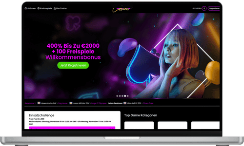 Startseite der Love Casino-Website