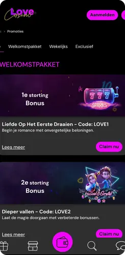 Love Casino welkomstbonussen en stortingsaanbiedingen