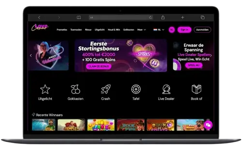 Startpagina van de Love Casino-website